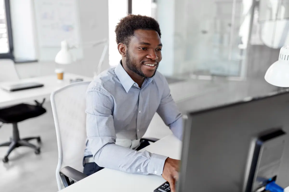 Business owner completing online reinstatement process to restore forfeited Texas LLC to good standing