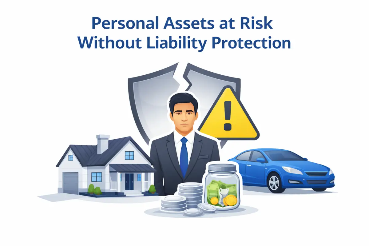 Personal assets at risk without liability protection showing importance of choosing best business structure for entrepreneurs