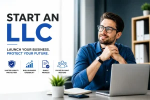 Entrepreneur starting an LLC and launching a new business with confidence