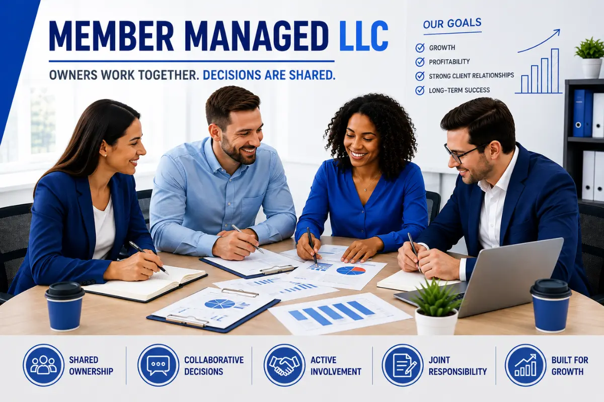 what-is-a-member-managed-llc Business owners managing a member managed LLC together
